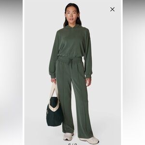 Womens Set! Sand Wash Cloud Weight Crop Hoodie and Track Pant